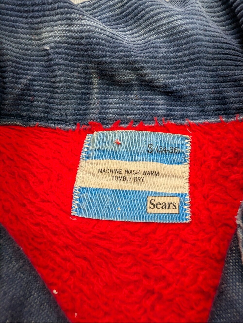 Sears Denim Chore Jacket Small Corduroy Collar Blanket Lined - Picture 7 of 11